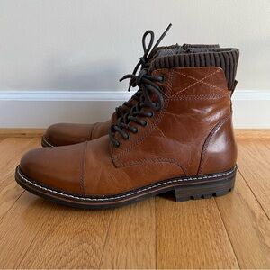 Crevo Camden Chestnut Brown Lace-Up Zip Ankle Boots Men's 11.5 Hipster Grunge